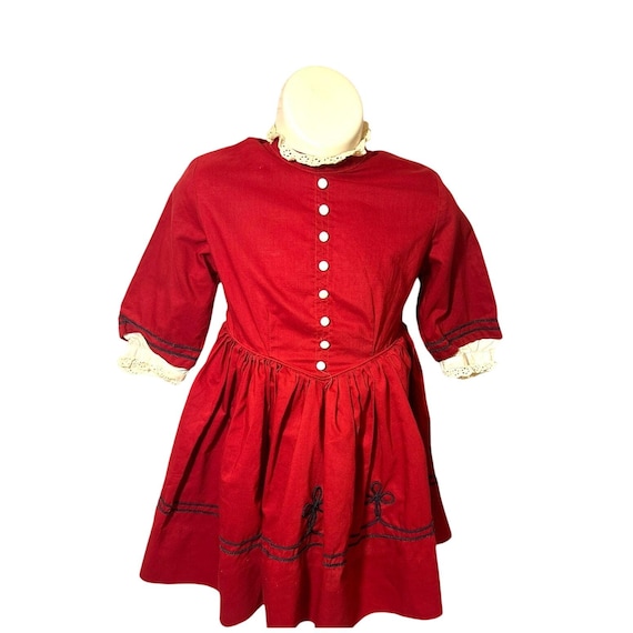 Robe de thé rouge Moppets vintage des années 50/60 pour fille