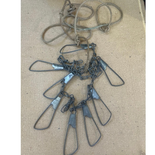 Vintage Fish Stringer Metal 8 Hooks Japan