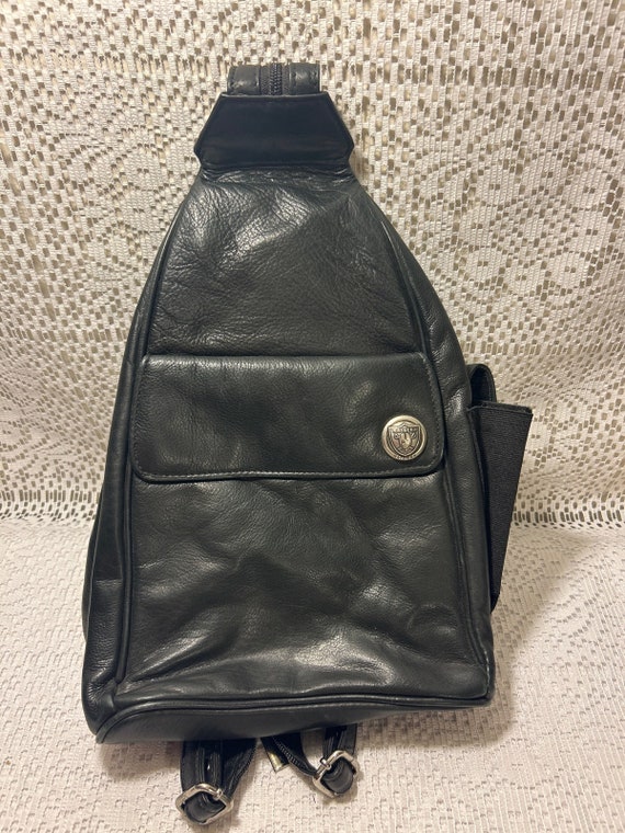 Vintage Faux Leather Raiders Crossbody Backpack