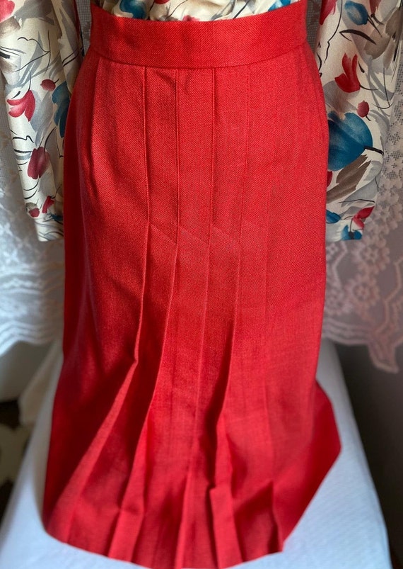 Vtg Vibrant Orangie/Red Pleated Villanger Skirt, … - image 2