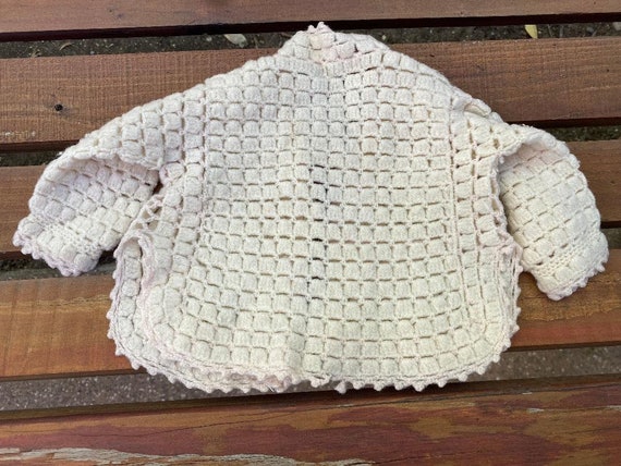 Vtg Ivory Baby Crochet Sweater - image 7