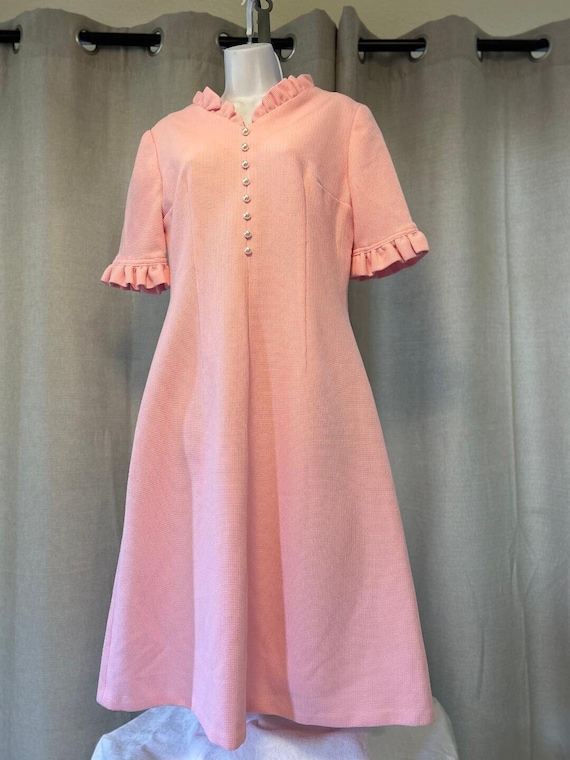 Vtg Pretty In Pink Dress, Homemade Sz Small