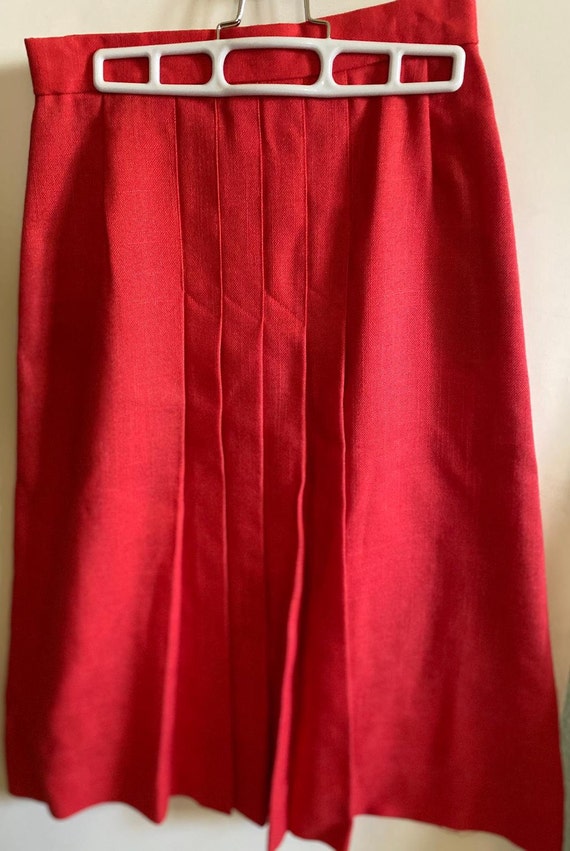 Vtg Vibrant Orangie/Red Pleated Villanger Skirt, … - image 4