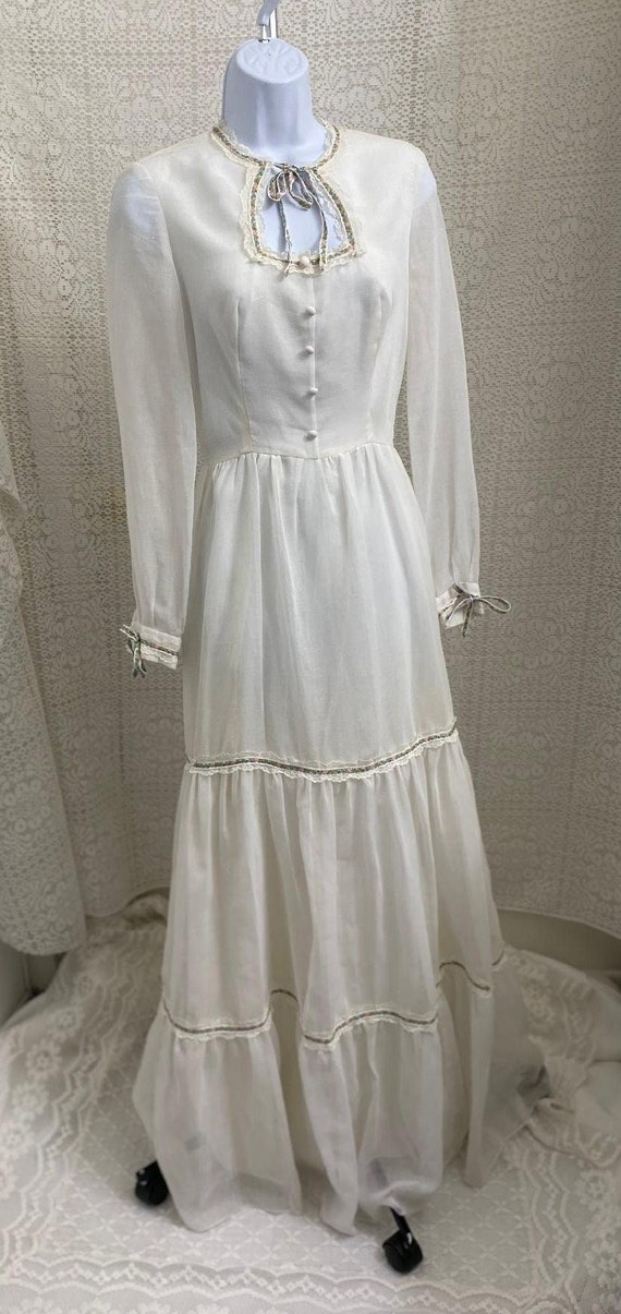 Vtg Boho, Prairie, Hippie, Western Wedding Dress, 