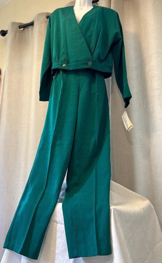 80's Green Lady Manhattan Blazer & Pant Set, Sz 10