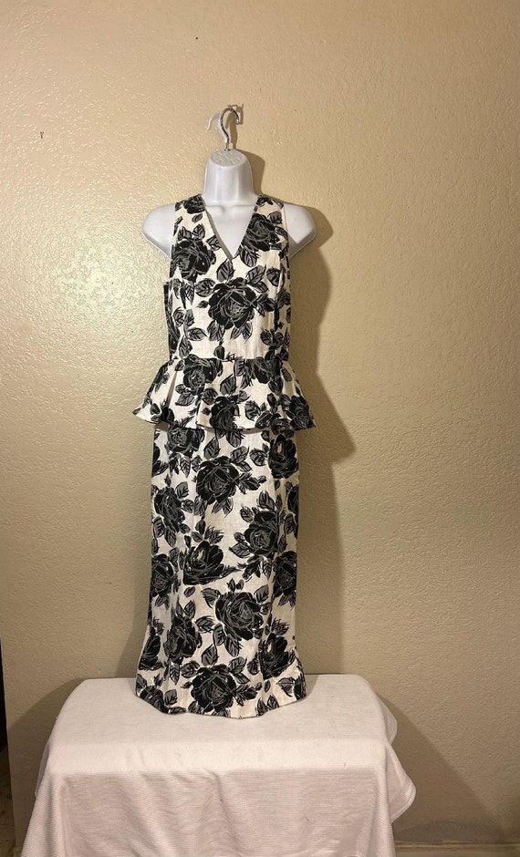 Vtg Italian Dressing Square Peplum Floral Cocktail