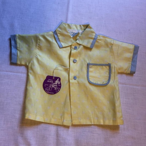 Vtg Infant Yellow Button Up Shirt "NUDAY CREATIONS