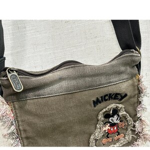 Vtg retro Disney Mickey Mouse rugged canvas crossbody bag green/khaki 7’x 9’ in image 3