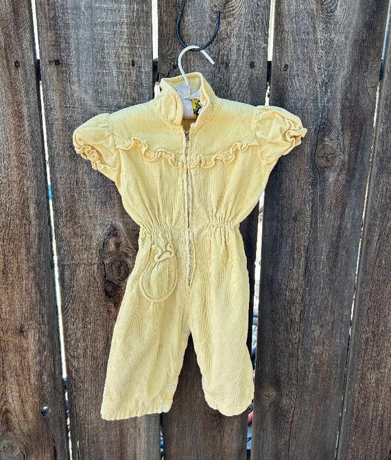 Vtg Yellow Corduroy Infant Jumpsuit