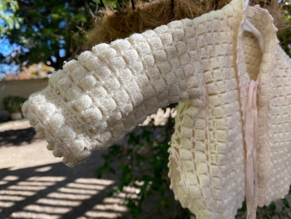 Vtg Ivory Baby Crochet Sweater - image 3