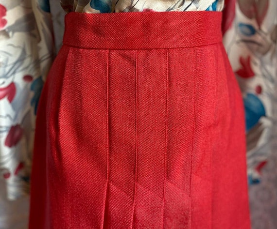 Vtg Vibrant Orangie/Red Pleated Villanger Skirt, … - image 3