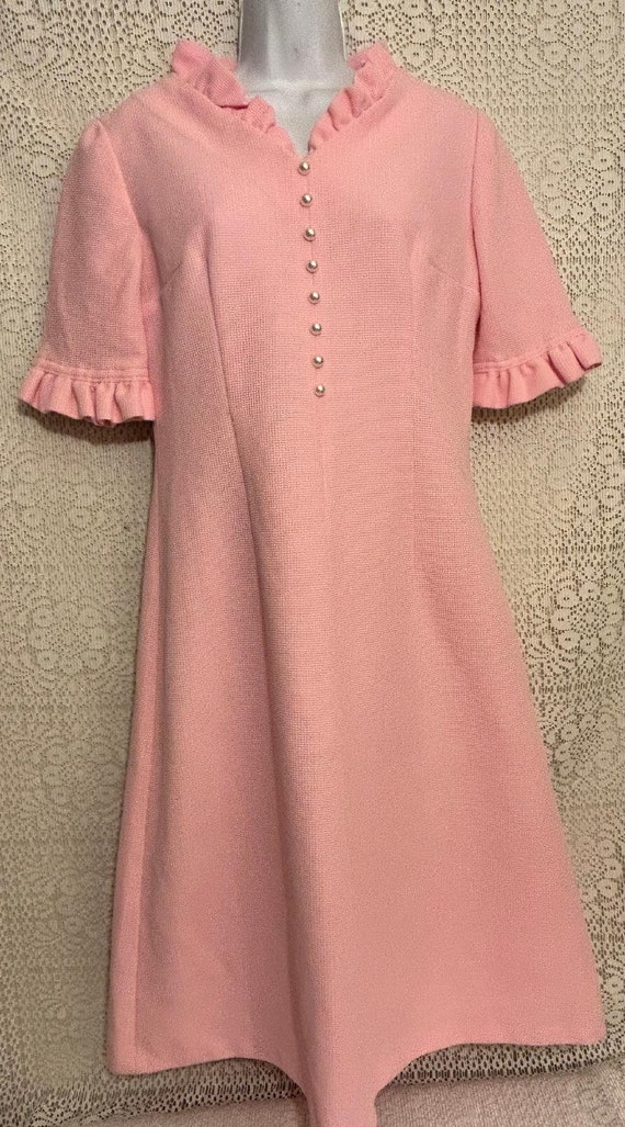 Vtg Pretty In Pink Dress, Homemade Sz Small - image 7