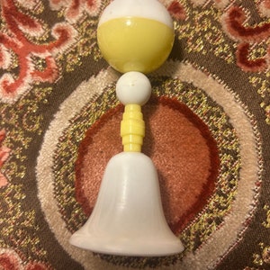 Vintage 60’s/70’s Yellow/White Baby Rattle Toy