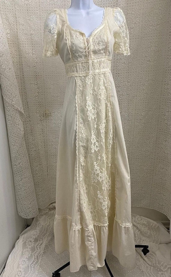 Vtg Boho, Hippie, Prairie Wedding/Party Dress, Cyb