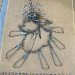 Vintage Fishing Stringer Metal 9 Hooks Japan