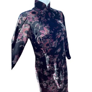 70&#39;s Velvet Asian Cheongsam Floral Dress