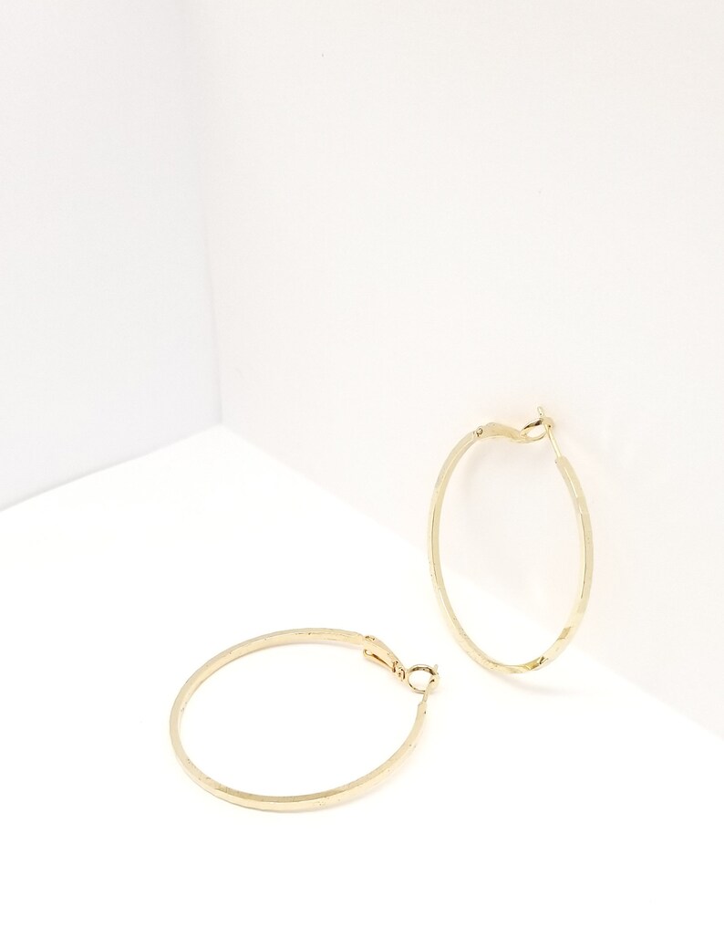 Clip On Hypoallergenic Textured Diamond Cut Clip Hoop Earrings