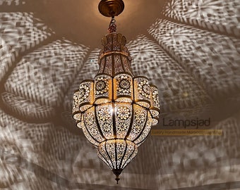 Moroccan Handmade Pendant Lampshade Brass Ceiling Light fixture Gold chandelier
