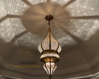 Entryway Moroccan pendant light, Hanging Brass lantern, Moroccan ceiling lampshade lamp, Large Moroccan chandelier.
