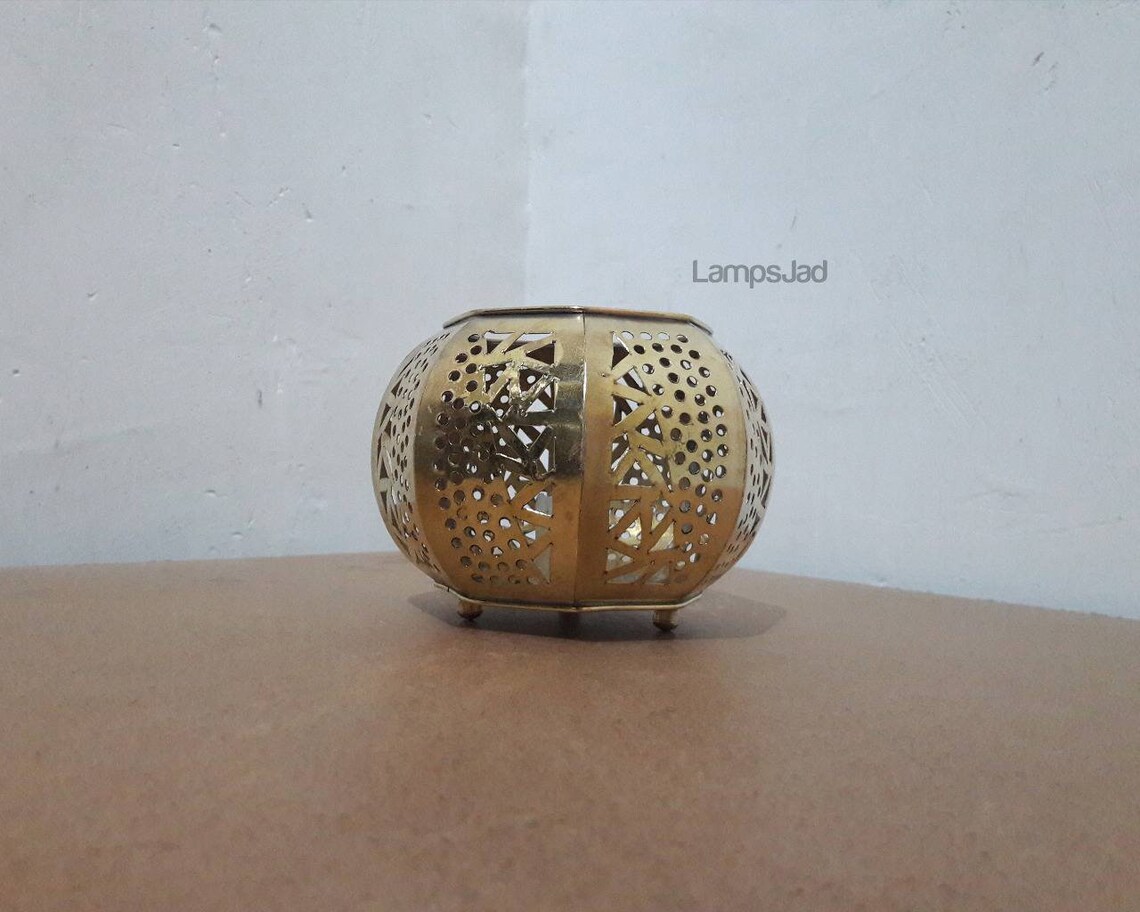 2 Moroccan Candle Holders Copper Brass and Silver Handmade Etsy