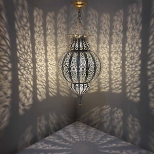 Moroccan Handmade Pendant Silver Lampshade - Modern and chic Chandelier from Marrakesh