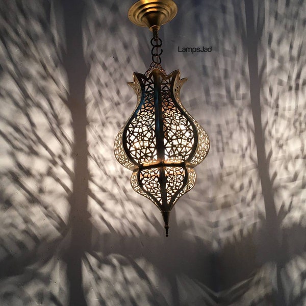 Moroccan Brass Ceiling lampshade lamp for Bedroom and Living room, Moroccan Lighting Deco from Marrakesh - Morrocan Fish-shaped Lamp V2