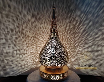 Moroccan Brass Table Lamp: Decorative Marrakesh Night Light