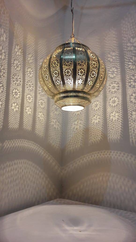 Sphärische marokkanische Decke Lampenschirm Lampe Messing | Etsy
