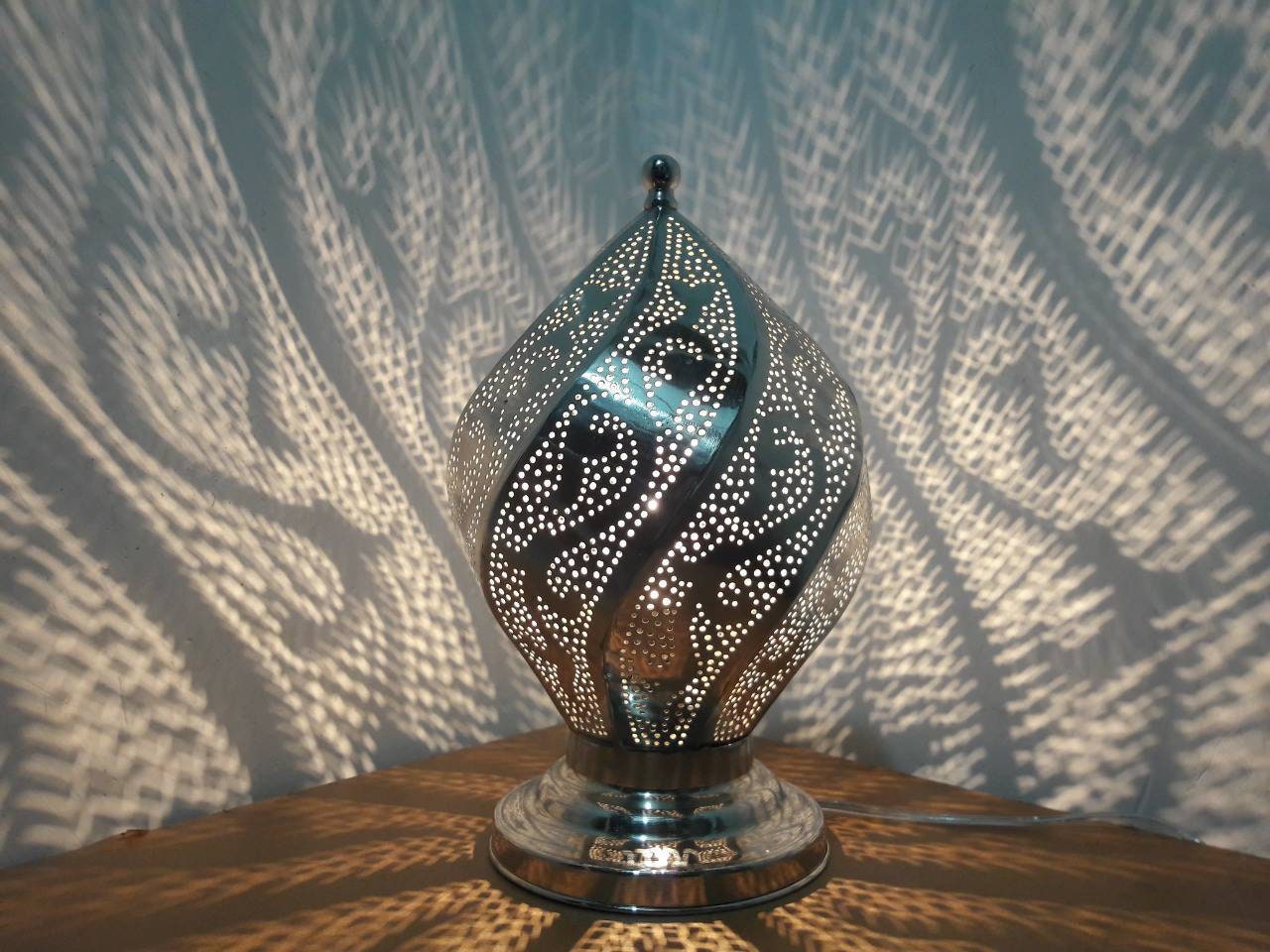 Moroccan silver Bedside Lamp Infinity lampshade Floor and | Etsy