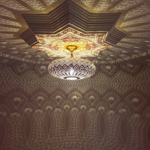 Moroccan Brass Chandelier: Traditional Copper Pendant Light Shade