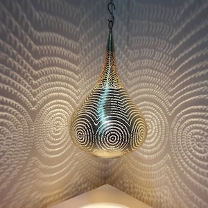 Moroccan Copper Brass ceiling Lamp Like a big tear V1 | hurricane shadows on the wall | pendent lights, Moroccan Chandelier, Lantern