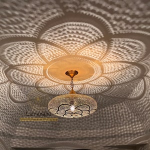 Flowers Moroccan Ceiling light, Moroccan chandelier lampshade ceiling light fixture, Arabian light fixture, brass pendant lamp