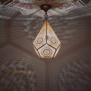 Handmade Moroccan Brass Lampshade Lamp, Moorish Copper Brass Pendant Lamp - small Hanging pendant Moroccan Lamp - Marrakesh Lights
