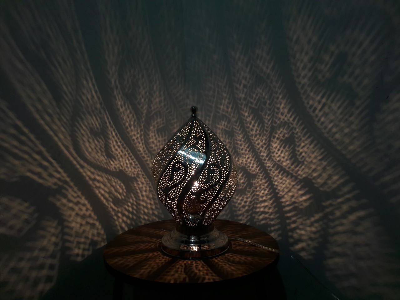 Moroccan silver Bedside Lamp Infinity lampshade Floor and | Etsy