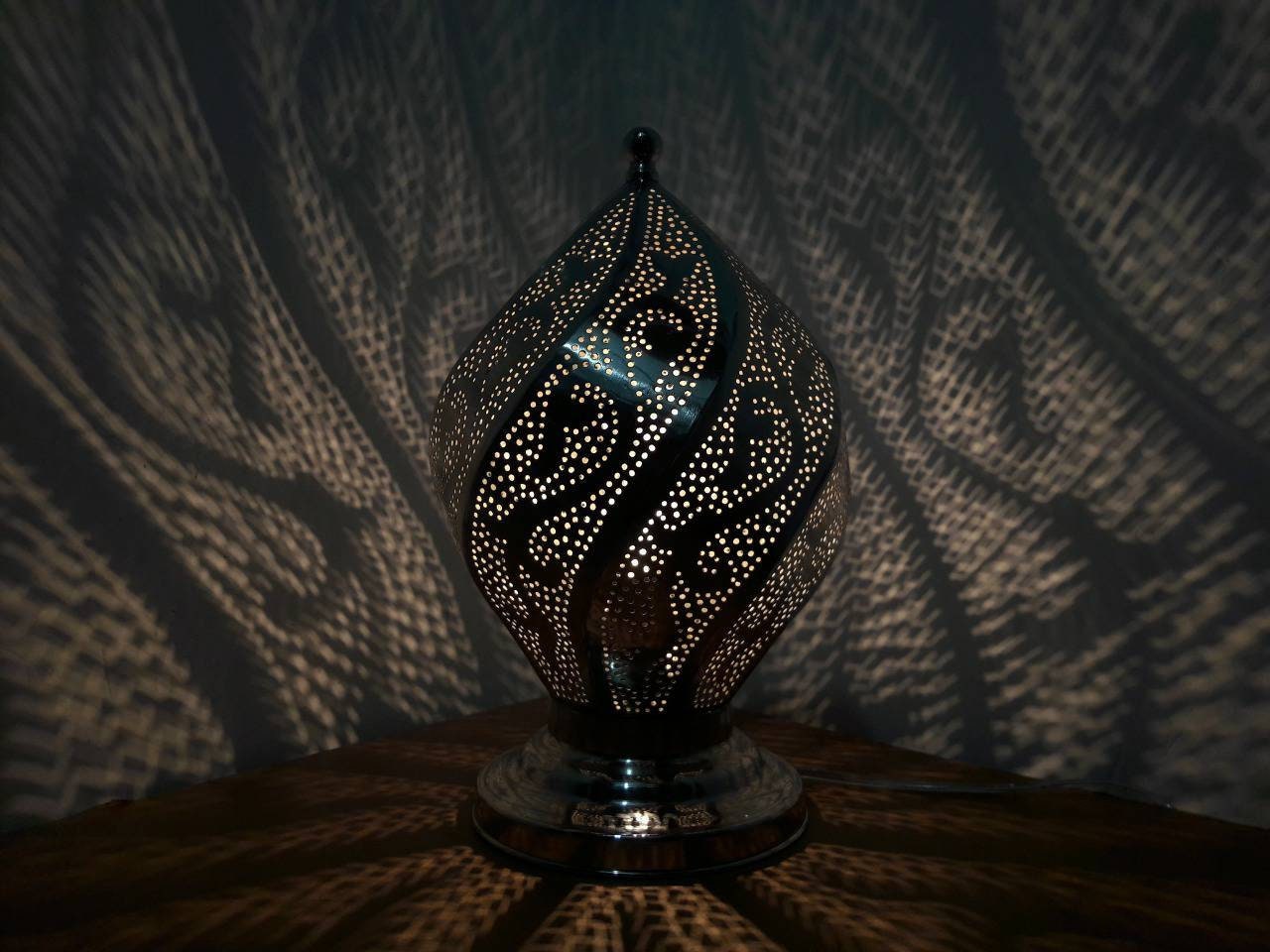 Moroccan silver Bedside Lamp Infinity lampshade Floor and | Etsy