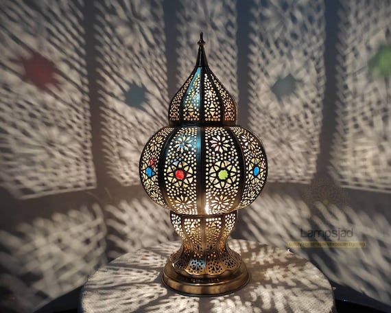 Small Handmade Morocco Table Lamp Copper Brass and Glass Lampshade, Bedside  Sitting Lamp, Gold Moroccan Desk Lamp Moroccan Lantern -  Canada