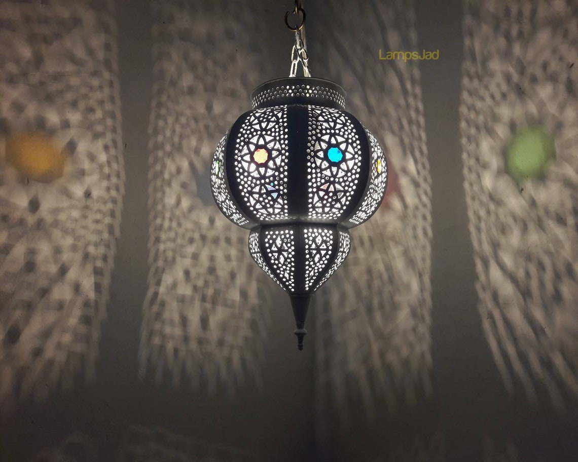 Weiß farbige marokkanische Lampenschirmlampe weißer | Etsy