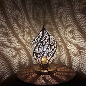 Moroccan Brass Bedside Lamp, Infinity lampshade | Floor and Table lamp - Moroccan lantern