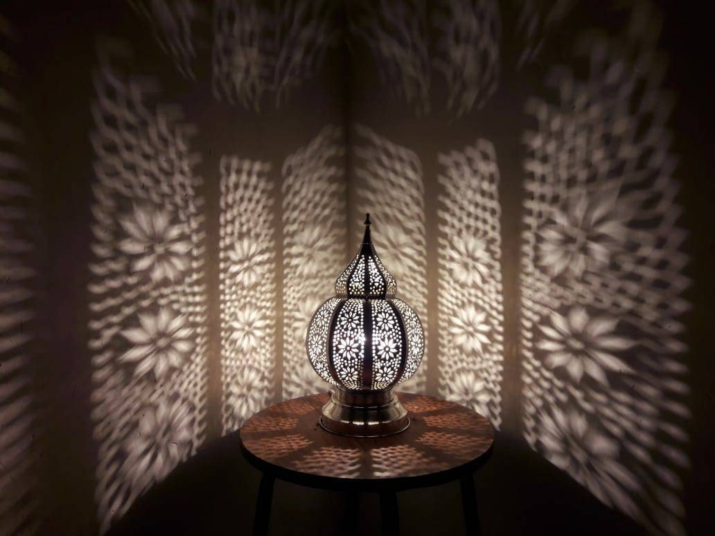 Moroccan Silver Bedside Lamp Modern Bedside Lights Hurricane | Etsy