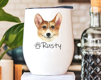 Stainless Steel Hot Or Cold Drinks WELCH CORGI WRESTLER Black Tumblers Vacuum Insulated Double Walled