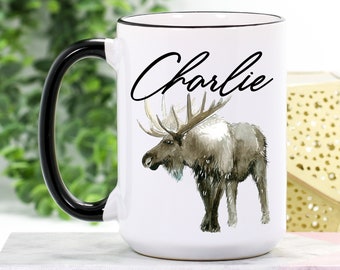 16 oz mug Alaska Coffee Mug Leggy Moose artwork beautiful turquoise coloring 