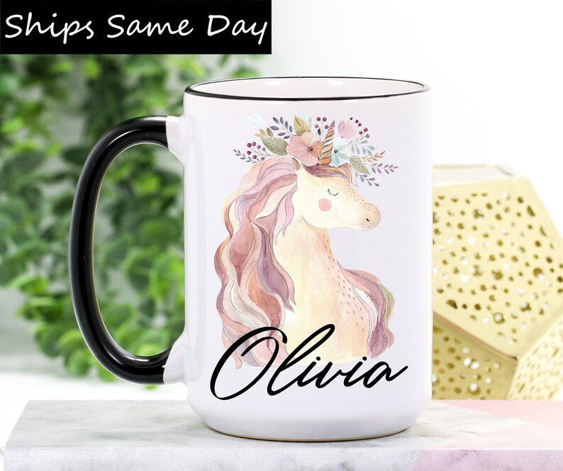 Unicorn Mug  Personalized Unicorn Coffee Mug  15 oz Coffee image 0