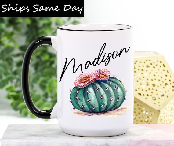 Cactus Mug Personalized Cactus Coffee Mug Cute Cactus Cup Etsy