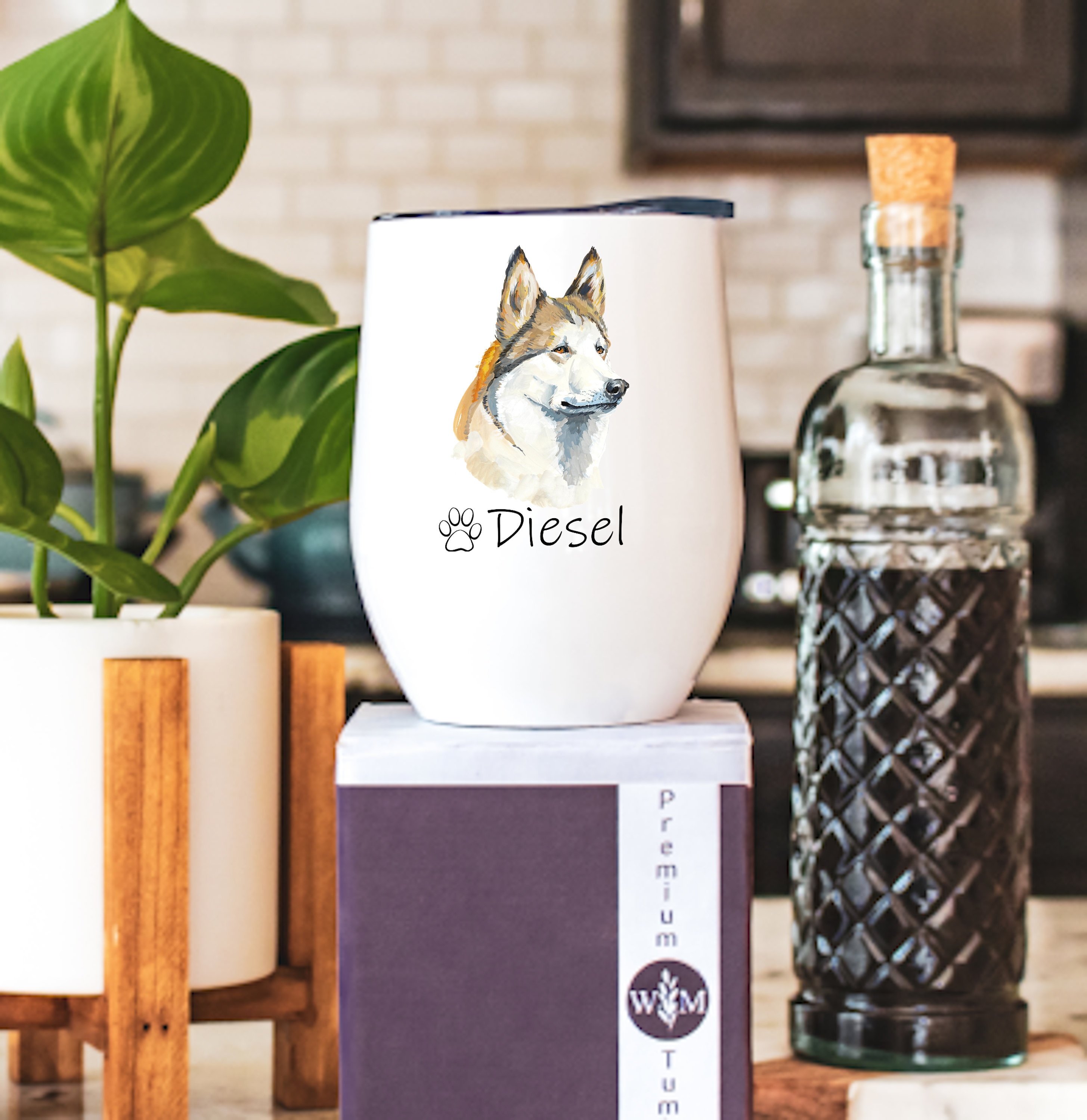 Husky Wine Tumbler With Straw Husky Tumbler Personalized Etsy