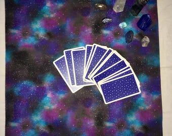 Reversible Space/Purple Crushed Velvet Tarot Card Reading Cloth, Tarot Card Wrap, Altar Cloth