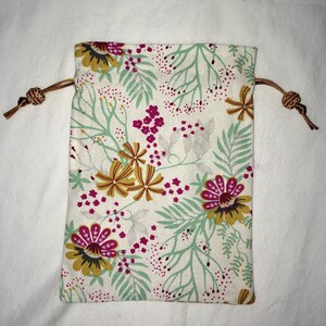 Bolsa vintage para cartas de tarô Wildflowers, com forro de cetim dourado