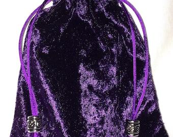 Purple Crushed Velvet/Purple Satin Lining Tarot Card Bag, Crystal Bag,Jewelry Bag, Mala Bag