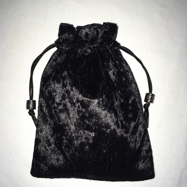 Black Crushed Velvet/Black Satin Lining Tarot Card Bag,Crystal Bag, Jewelry Bag, Deck Bag