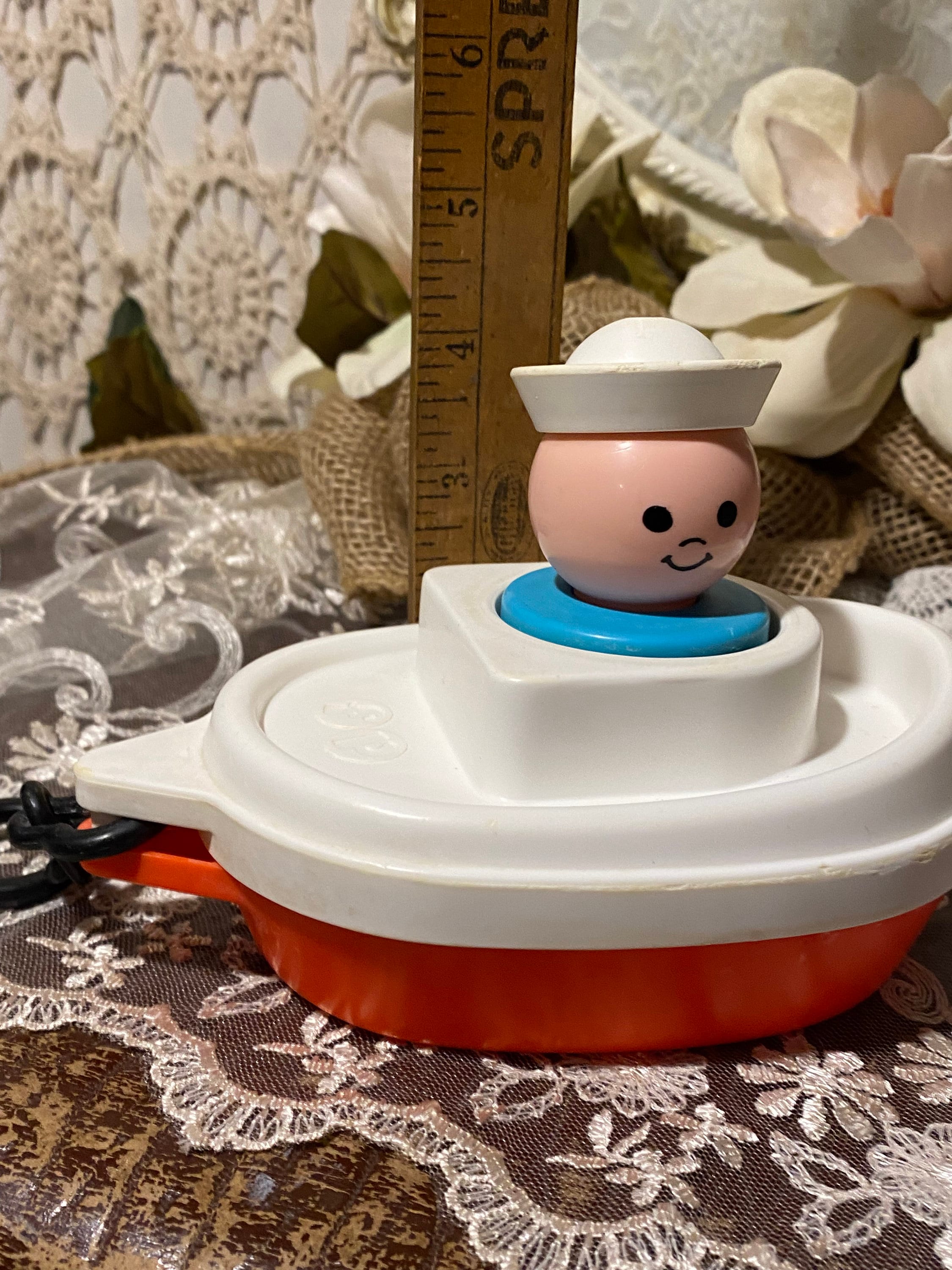 Vintage 1978/74 Fisher Price Bath Toy Tug Boat and Sailor Etsy