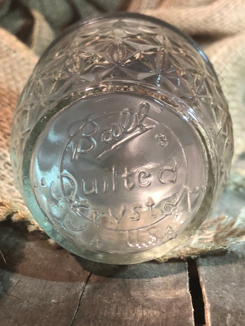 Vintage Ball Quilted Crystal 1/2 Pint Jelly Jar With Pretty Etsy